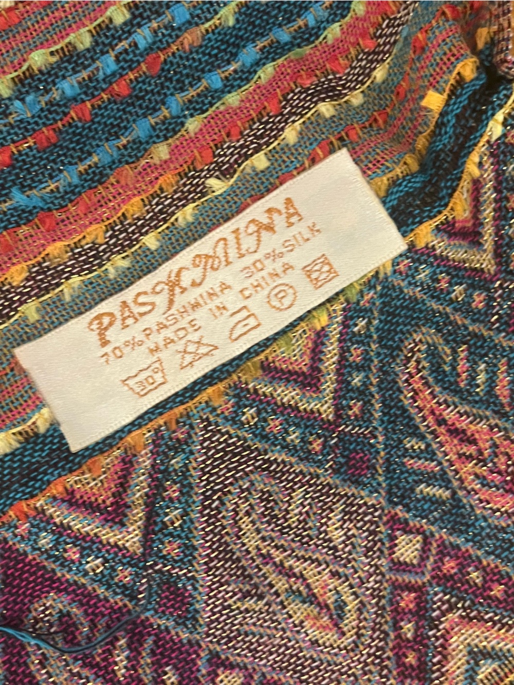 pashmina Multicolor Woven Paisley & Stripe Scarf
